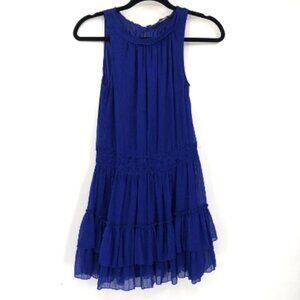 ZARA TRAFALUC Cobalt Blue Tiered Sleeveless Dress Ruffle S Flowy Layered Women